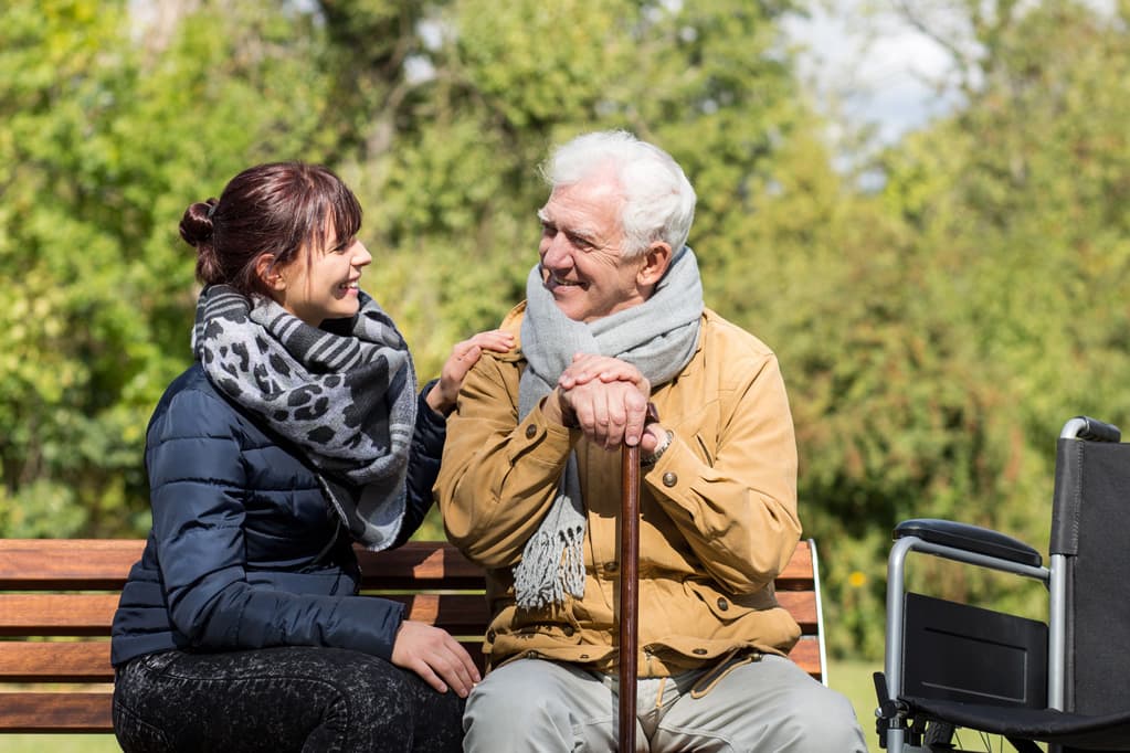 Senior man with carer